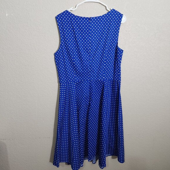 Bbonlinedress Dress Womens Size XXL Blue Polka Dot Sleeveless Midi Flared Skirt - Picture 4 of 14
